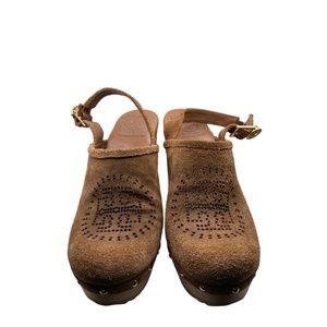Tory Burch Women's Brayden Slingback Suede + Wooden Clog - Sandals | Size 8.5